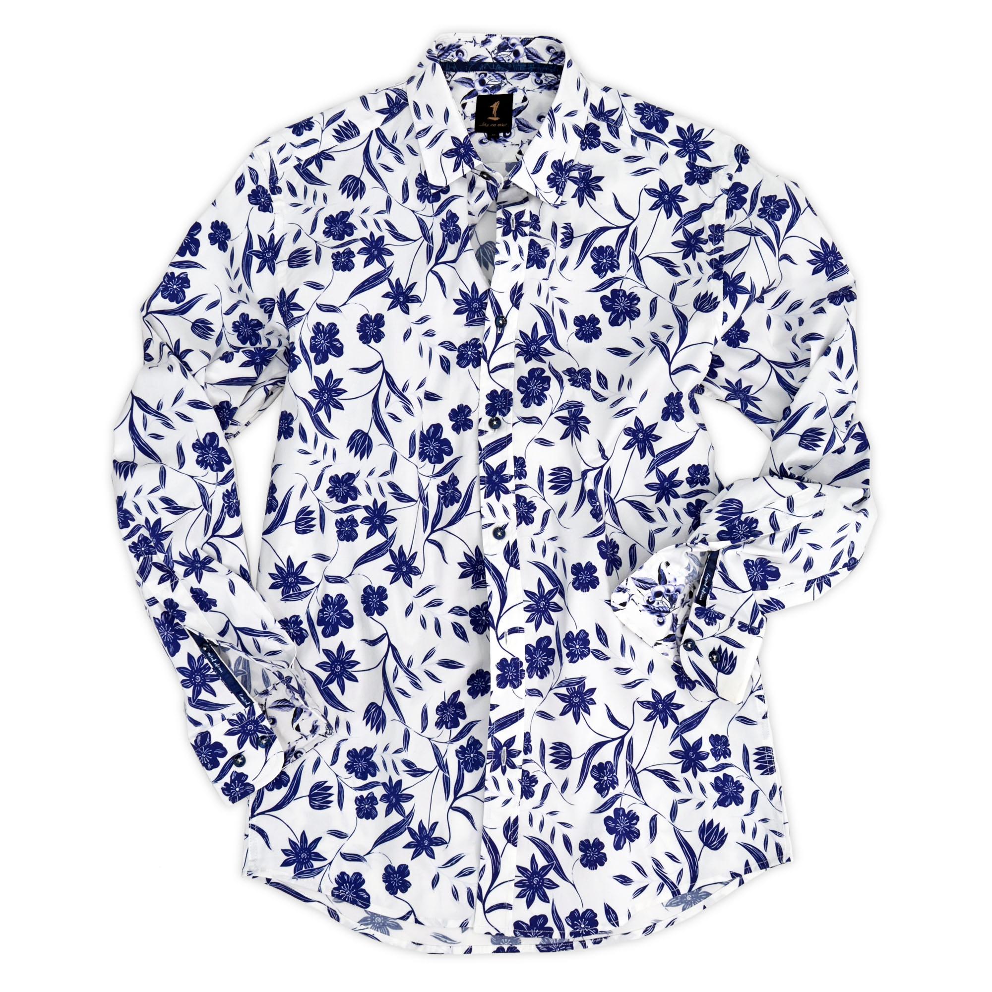 Fiore Long Sleeve White Print Shirt | 1 Like No Other